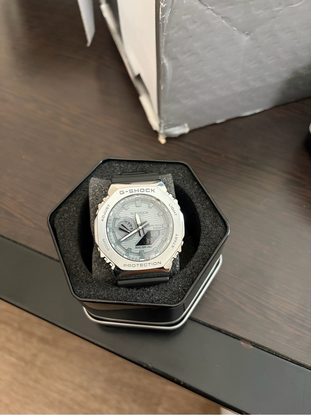 G-Shock Silver Bezel with Black Band Analog-Digital Watch